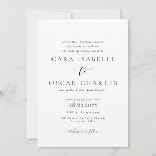 Elegant formal simple black and white wedding invitation