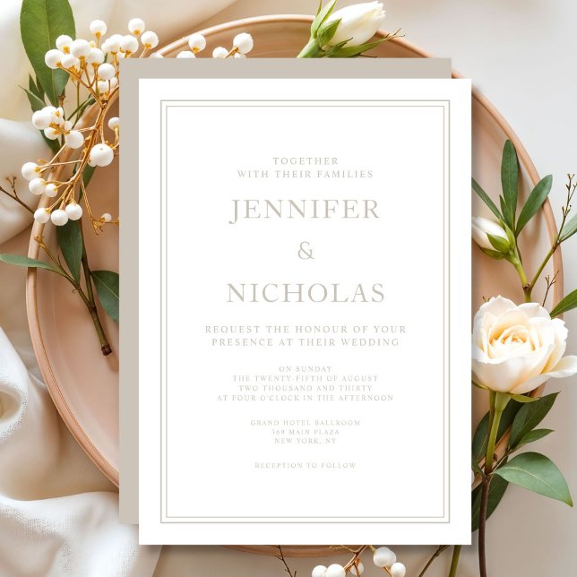 Elegant Formal Taupe Wedding Invitation (Elegant Formal Taupe Wedding Invitation)