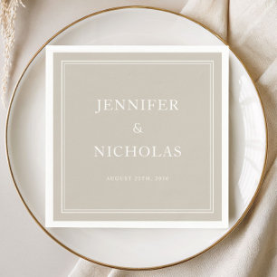 Elegant Formal Taupe Wedding Napkin