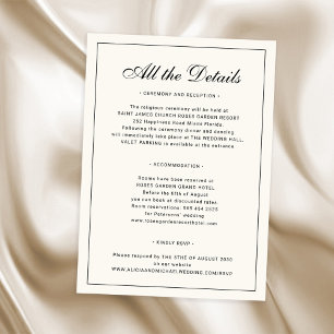 Elegant formal traditional classic wedding details enclosure card