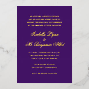 Elegant Formal Traditional Gold Purple Wedding