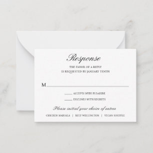 Elegant Formal Traditional Wedding Mini RSVP Card