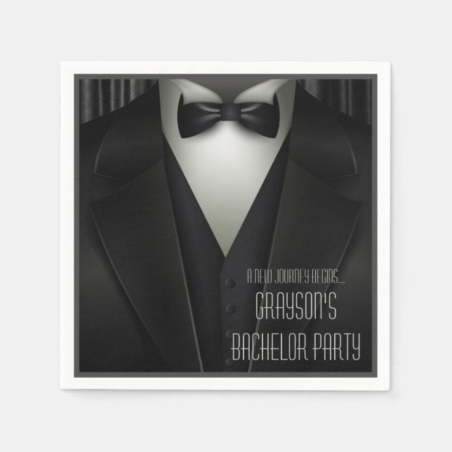 Elegant Formal Tuxedo Bachelor Party Napkin (Front)