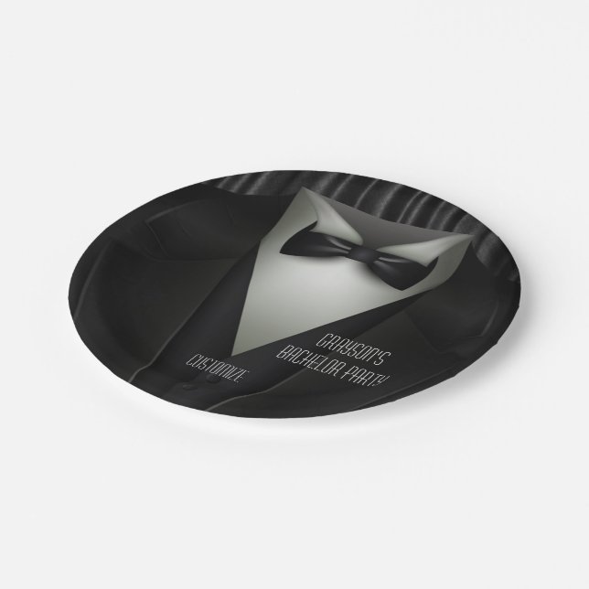 Elegant Formal Tuxedo Bachelor Party Paper Plate (Angled)