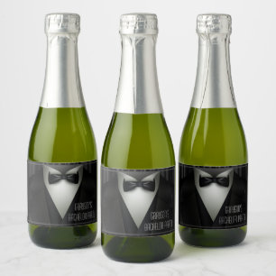 Elegant Formal Tuxedo Bachelor Party Sparkling Wine Label