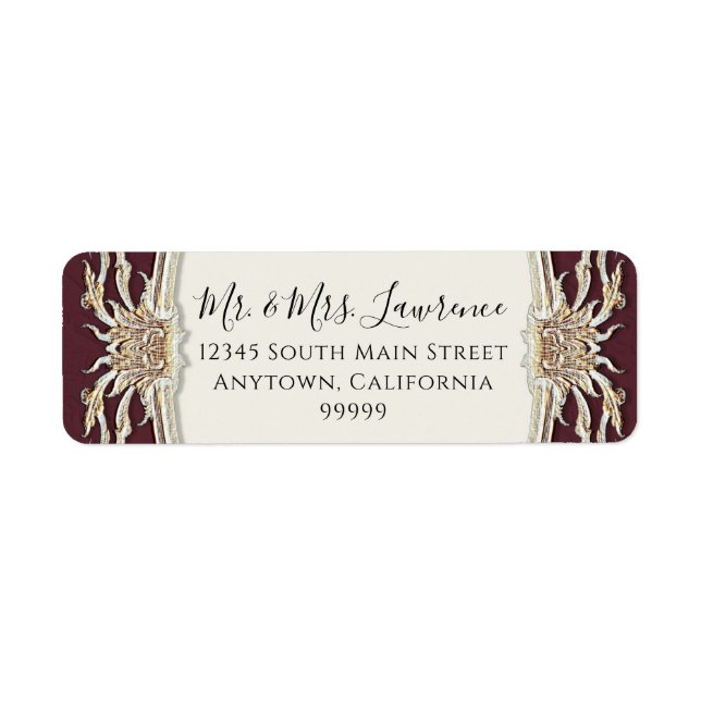 Elegant Formal Victorian Burgundy and Gold Wedding (Front)