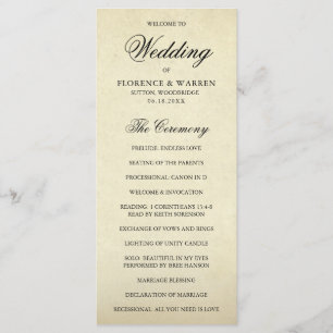 Elegant Formal Vintage Wedding Programme