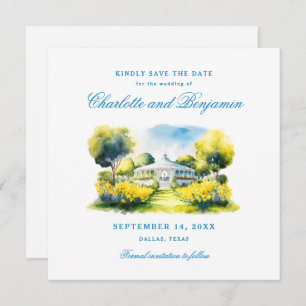 Elegant Formal Wedding Blue Monogram Crest Custom Save The Date