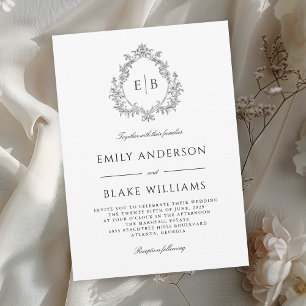 Elegant Formal Wedding Crest Monogram Logo  Invitation