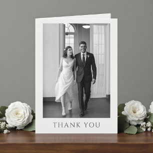 Elegant Formal Wedding Photo Monogram Thank You Card