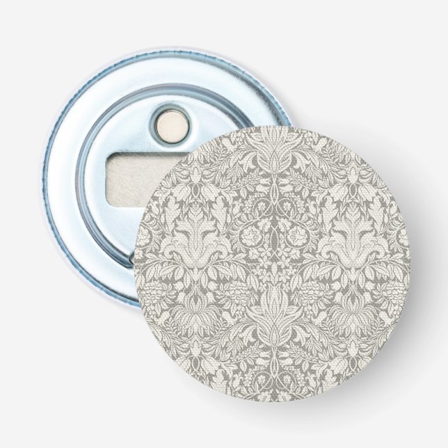 elegant formal white damask lace brocade bottle opener (Front)