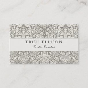 elegant formal white damask lace brocade business card