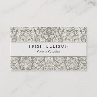 elegant formal white damask lace brocade business card