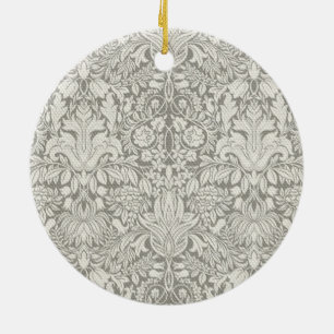 elegant formal white damask lace brocade ceramic tree decoration