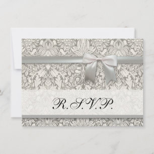 elegant formal white damask lace brocade invitation
