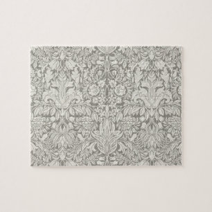 elegant formal white damask lace brocade jigsaw puzzle