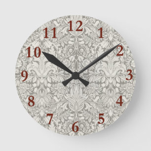 elegant formal white damask lace brocade round clock