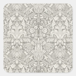 elegant formal white damask lace brocade square sticker