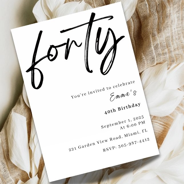 Elegant Forty 40th Birthday Invitation Card (Creator Uploaded)