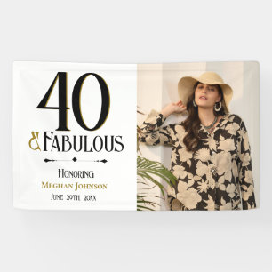 Elegant Forty and Fabulous Photo Birthday Banner