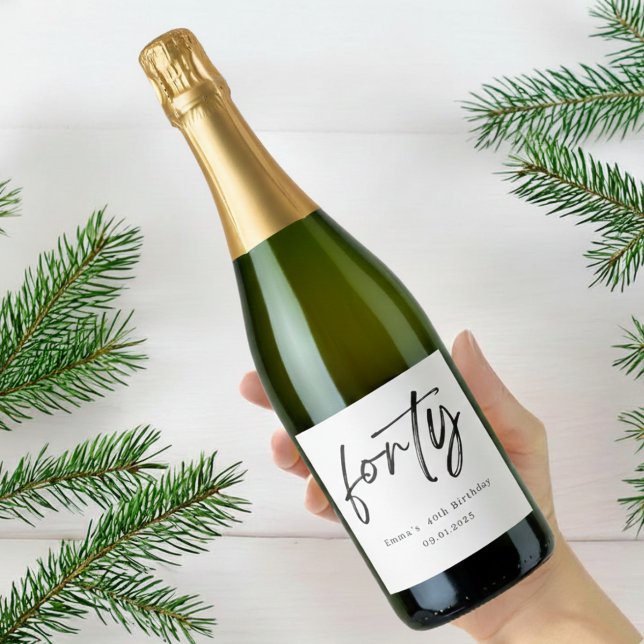 Elegant Forty Birthday Champagne Label (Creator Uploaded)