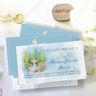 Elegant Fountain Dove Bridal Shower Recipe Request Enclosure Card