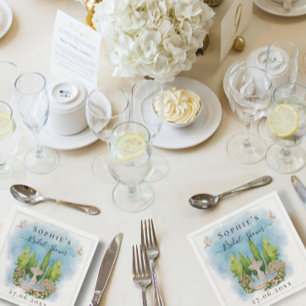 Elegant fountain flowers doves Bridal Shower Napkin