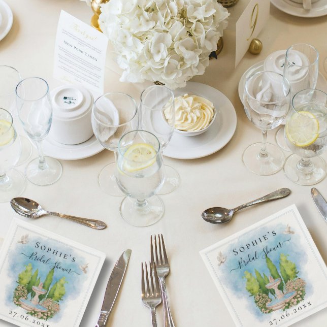 Elegant fountain flowers doves Bridal Shower Napkin (Creator Uploaded)