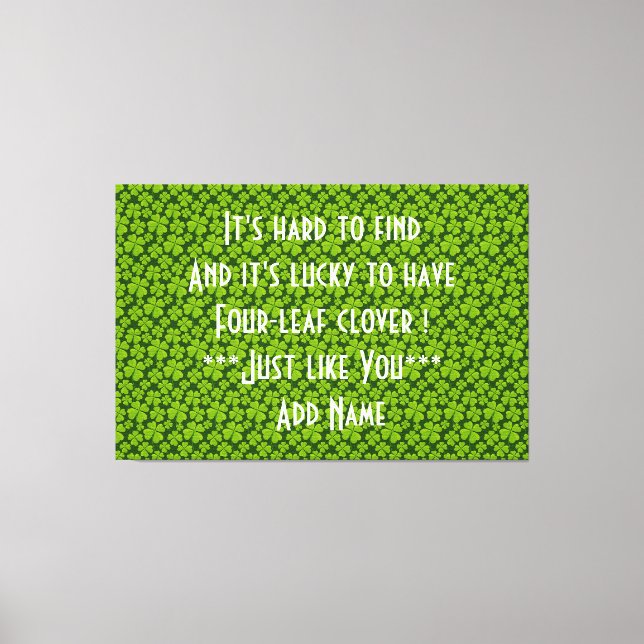Elegant Four Leaf Clover Floral Canvas Print (Front)