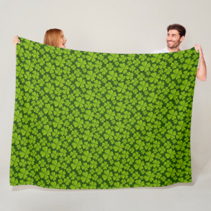 Elegant Four Leaf Clover Floral Fleece Blanket
