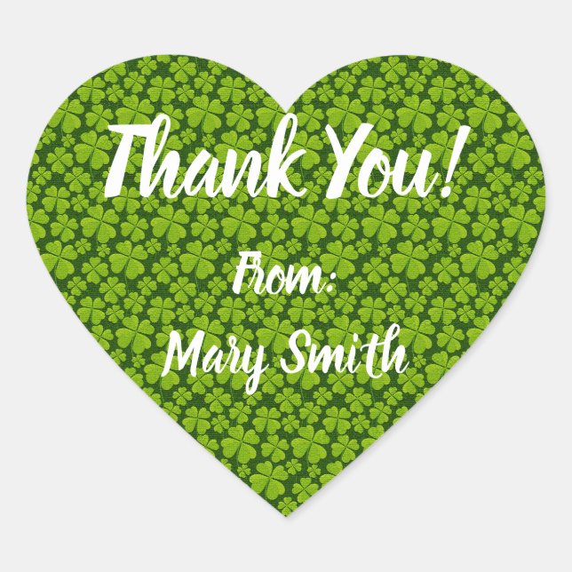 Elegant Four Leaf Clover Floral Heart Sticker (Front)