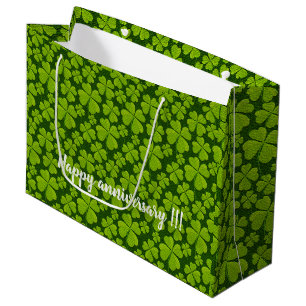 Elegant Four Leaf Clover Floral Large Gift Bag