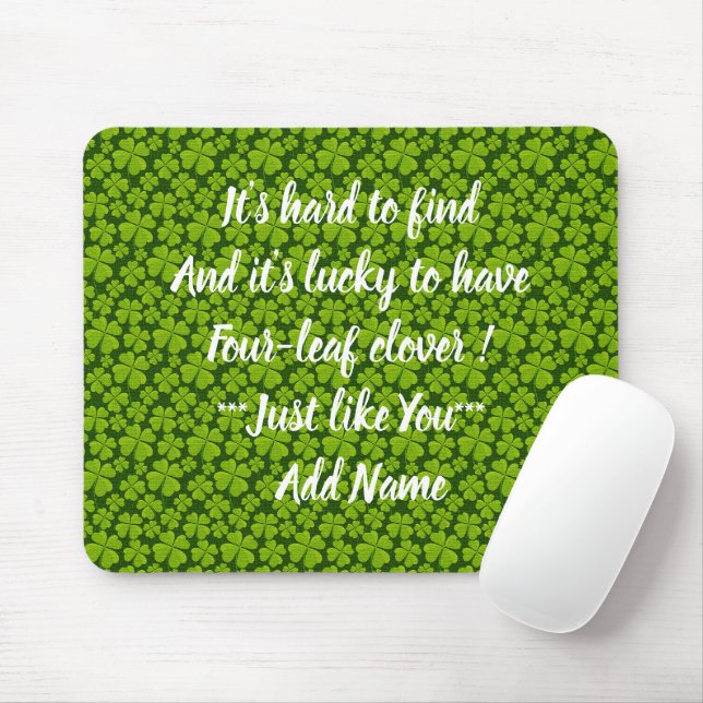 Elegant Four Leaf Clover Floral Mouse Mat (With Mouse)