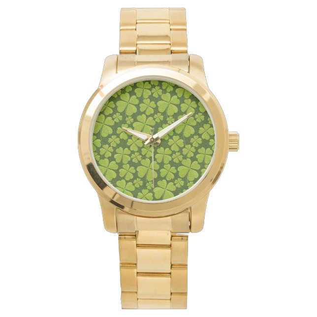 Elegant Four Leaf Clover Floral Watch (Front)
