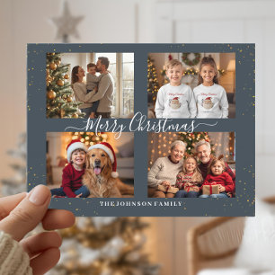 Elegant Four Photo Christmas Card