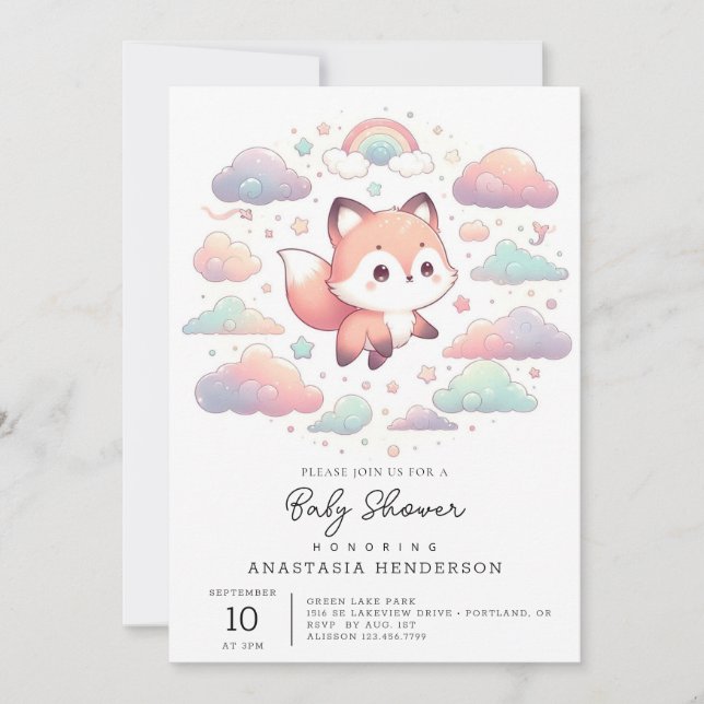 Elegant Fox Baby Shower Invitation (Front)