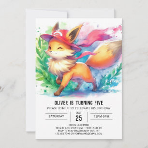 Elegant Fox Birthday Invitation