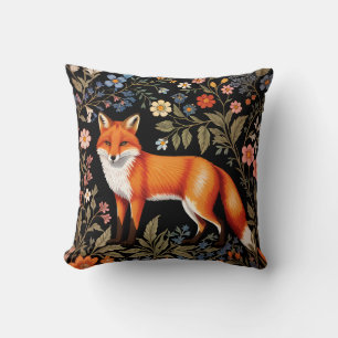 Elegant Fox Black Colorful Floral Cushion