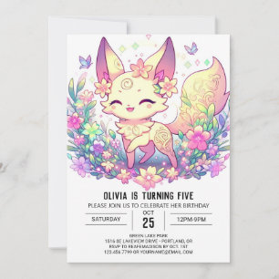 Elegant Fox Digital Birthday Invitation