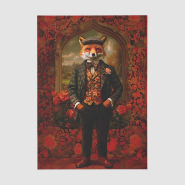 Elegant Fox Gentleman Portrait EW5 Decoupage Tissue Paper (Front)