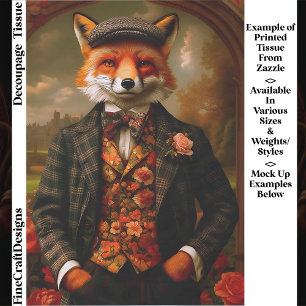Elegant Fox Gentleman Portrait EW5ZZ Decoupage Tissue Paper