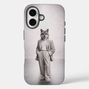Elegant Fox in Light Modern Suit Portrait iPhone 16 Case