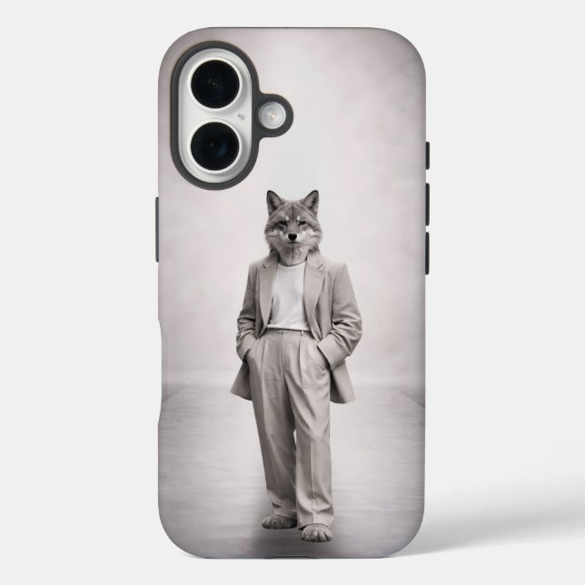 Elegant Fox in Light Modern Suit Portrait Case-Mate iPhone Case (Back)