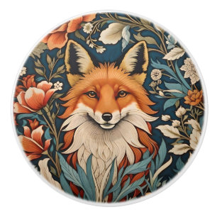 Elegant Fox William Morris Inspired Floral Ceramic Knob