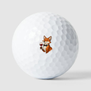 Elegant Fox with Wine Glass Golf Balls
