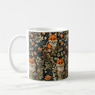 Elegant Foxes William Morris Inspired Pattern Coffee Mug
