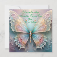 Elegant Fractal Pastel Butterfly, Birthday