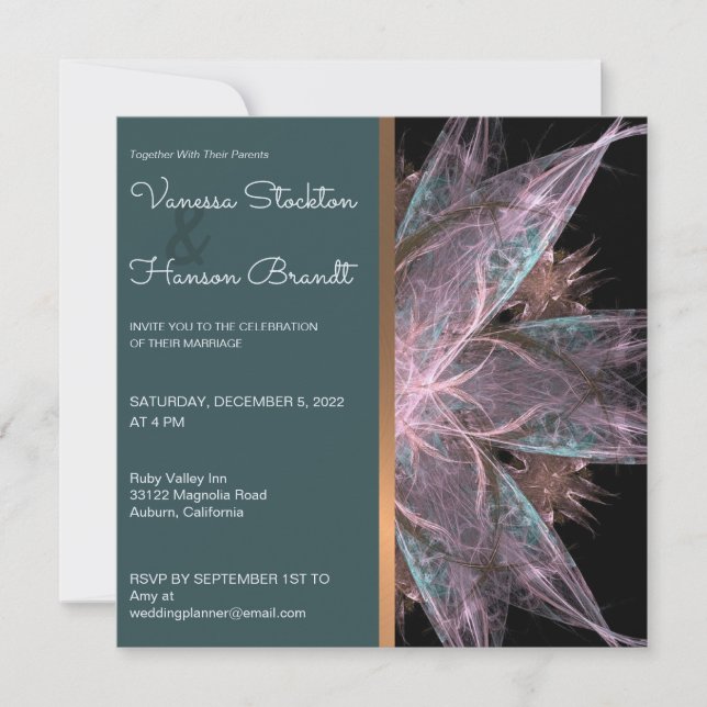 Elegant Fractal Wedding Invitation (Front)