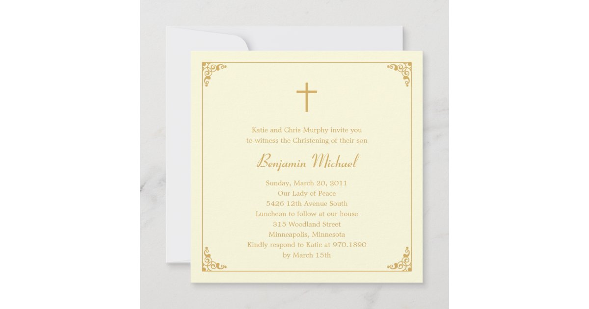 Elegant Frame Baptism/Christening Invitation Zazzle