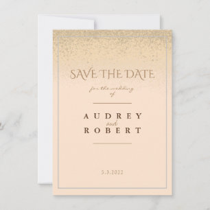 Elegant Frame Beige Gold Glitter Wedding Save The Date